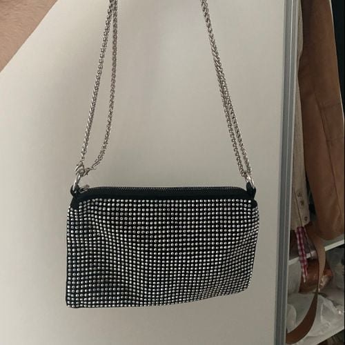 bolsa prata com strass