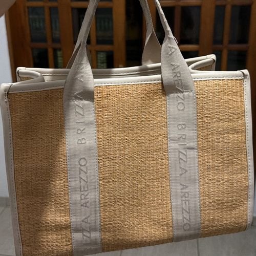 bolsa arezzo brizza palha bege, com alça removível