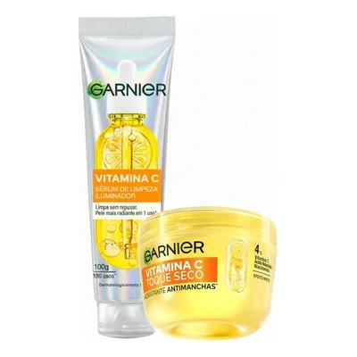 Garnier Kit Vitamina C, Sérum de Limpeza Iluminador, Serumnete 100g + Hidratante Facial Toque Seco Antimanchas 85g