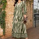 Vestido Longo Estampado Zebra Manga Longa Boho