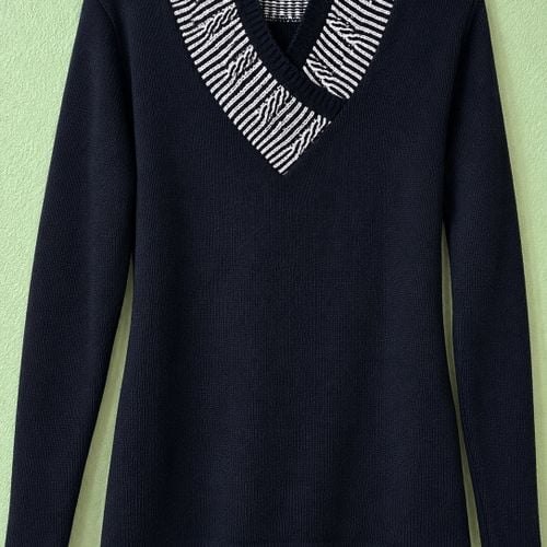 blusa de tricô decote v preta
