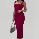 Vestido Longo Casual Festa Alça Grossa Fenda Moda Elegante