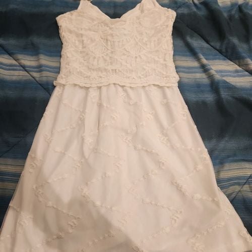 vestido branco renda midi m