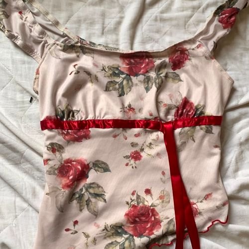 blusa shein floral com laço pp