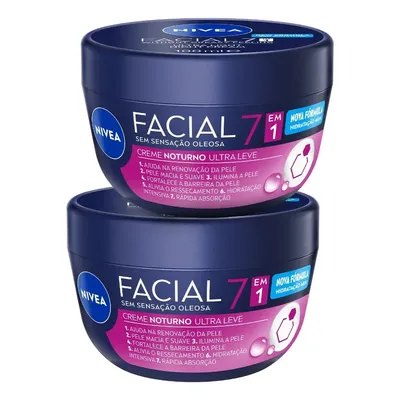 Kit Nivea Creme Facial Noturno 7 Em 1 2x100g Hidratação Todo Tipo De Pele Noite