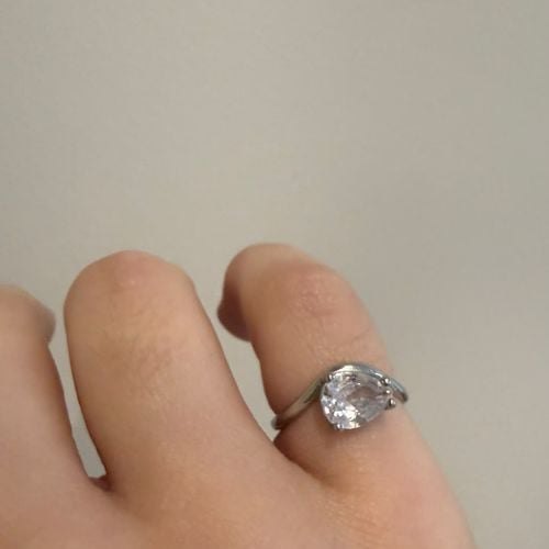 anel de dedinho semijoia prata com zircônia tam 8
